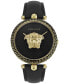 ფოტო #1 პროდუქტის Women's Palazzo Empire Black Leather Strap Watch 39mm