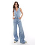 Levi's vest wideleg denim jumpsuit in mid blue