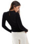 Фото #3 товара YAS lace detail long sleeve top in black - BLACK