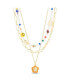 ფოტო #1 პროდუქტის Multi 3 Piece Mixed Beaded and Chain Necklace Set with Flower Charm Pendant