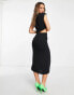 ASOS DESIGN collared cut out split leg midi dress in black