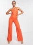 Extro & Vert asymmetric strappy jumpsuit with wide leg in rust