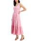 ფოტო #3 პროდუქტის Women's Boat-Neck Belted Embroidered Eyelet Dress