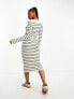 Фото #3 товара Vero Moda knitted stripe maxi dress in cream and black