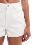 Miss Selfridge heart pocket denim shorts in ecru 44 - фото #5