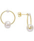 ფოტო #1 პროდუქტის Cultured Freshwater Pearl (3 & 7mm) Circle Drop Earrings in 14k Gold