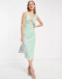 ASOS DESIGN twist front keyhole midi dress in green grün, 42 - фото #2