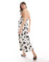 Bardot backless satin maxi dress in mono floral