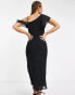 Фото #6 товара ASOS DESIGN cowl neck midi slip dress with corsage detail strap in black spot