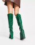 Raid Sphere heeled knee boots in green croc