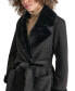 Women's Belted Notched-Collar Faux-Shearling Coat, Created for Macy's