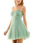 Фото #3 товара Juniors' Glitter-Tulle Ruched-Bodice Skater Dress, Created for Macy's