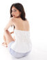 Фото #2 товара ASOS DESIGN poplin bandeau top with embroidery in white