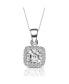 Фото #1 товара Sterling Silver with Colored Cubic Zirconia Asher Cut Square Framed Drop Pendant