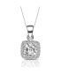 Sterling Silver with Colored Cubic Zirconia Asher Cut Square Framed Drop Pendant