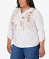 Фото #5 товара Plus Size Scottsdale Falling Floral Embroidered Henley Top