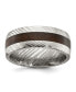 ფოტო #1 პროდუქტის Damascus Steel Polished with Ebony Wood Inlay 8mm Band Ring