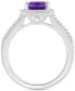 ფოტო #3 პროდუქტის Amethyst (1-1/2 ct. t.w.) & Diamond (1/4 ct. t.w.) Cushion Halo Split Shank Ring in Sterling Silver (Also in Citrine, Garnet, Peridot, & Blue Topaz)