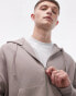 Topman relaxed fit full zip hoodie in stone