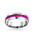 ფოტო #3 პროდუქტის Red Pink Crystal Eternity Band Ring Stainless Steel Unisex 6mm