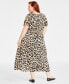 Фото #4 товара Trendy Plus Size Leopard-Print V-Neck Short-Sleeve Midi Dress, Created for Macy's