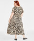 ფოტო #4 პროდუქტის Trendy Plus Size Leopard-Print V-Neck Short-Sleeve Midi Dress, Created for Macy's