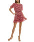 ფოტო #5 პროდუქტის Juniors' Ruched Tiered Floral-Print Dress