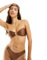 South Beach ring detail bandeau bikini in brown