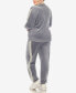 ფოტო #2 პროდუქტის Plus Size Faux Leather Stripe Velour 2 Piece Tracksuit Set