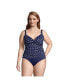 Топ для купальника Lands' End Plus Size DD-Cup Wrap Underwire Tankini, устойчивый к хлору Синий, 24W - фото #3