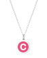 Фото #7 товара Auburn Jewelry mini Initial Pendant Necklace in Sterling Silver and Hot Pink Enamel, 16" + 2" Extender