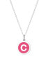 Mini Initial Pendant Necklace in Sterling Silver and Hot Pink Enamel, 16" + 2" Extender