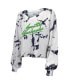 Women's Threads DK Metcalf White Seattle Seahawks Off-Shoulder Tie-Dye Name and Number Long Sleeve V-Neck Crop-Top T-shirt