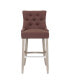 Фото #17 товара 29" Linen Tufted Buttons Upholstered Wingback Bar Stool (Set of 2)