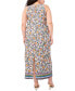 ფოტო #2 პროდუქტის Plus Size Printed Round-Neck Sleeveless Maxi Dress
