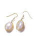 Sterling Silver 14K Gold Plated with Genuine Freshwater Pearl Dangle Earrings