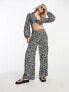 Фото #7 товара Miss Selfridge tab side wide leg palazzo trouser co-ord in mono heart print