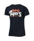 Women's Navy Detroit Tigers 2-Hit Front Twist Burnout T-shirt