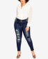 ფოტო #2 პროდუქტის Plus Size Patched Apple Skinny Jean