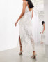 Фото #4 товара ASOS EDITION embroidered lace panelled maxi skirt co-ord in silver