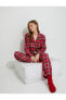 Kareli Pijama Altı Beli Bağcıklı Yılbaşı Temalı Pamuklu
