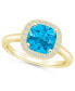 ფოტო #1 პროდუქტის Blue Topaz (2-3/4 ct. t.w.) and Diamond (1/4 ct. t.w.) Halo Ring in 14K Yellow Gold