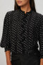 The Kooples Flowing Silk Blend Fabric Black Top with White Polka Dots 1 US XS