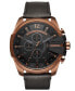 ფოტო #1 პროდუქტის Men's Chronograph Mega Chief Black Leather Strap Watch 51mm