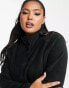 ASOS 4505 Curve – Ski-Sweatshirt aus schwarzem Fleece mit Druckknopfleiste