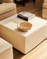 Фото #1 товара Square linen textured pouffe table