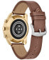ფოტო #3 პროდუქტის Men's CZ Smart Hybrid Sport Brown Leather Strap Smart Watch 43mm