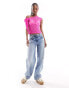 Фото #1 товара COLLUSION lace slash neck top with tie shoulder in hot pink