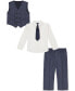 Фото #2 товара Baby Boys Tonal Windowpane Vest, Shirt, Tie and Pants Set