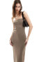 Weekday Tania scuba bandeau tube maxi dress in brown Коричневый, XL - EU 48-50 - фото #1